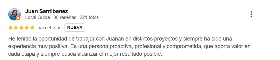 Reseña de Google de Juan Santibáñez sobre ALZAT