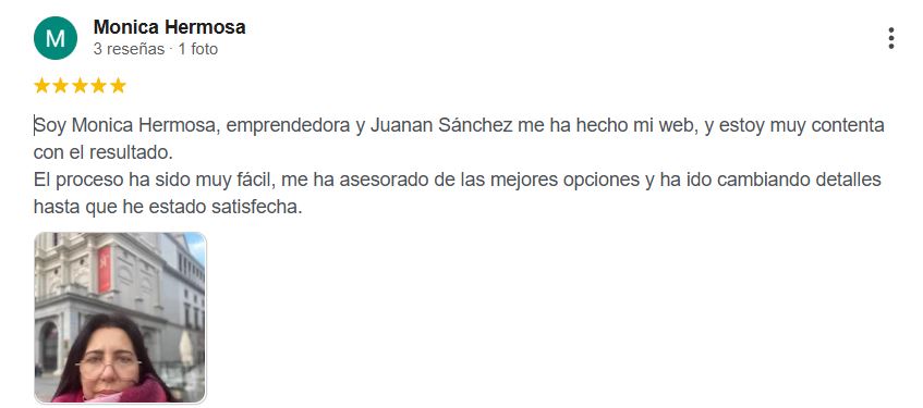 Reseña de Google de Mónica Hermoso sobre ALZAT